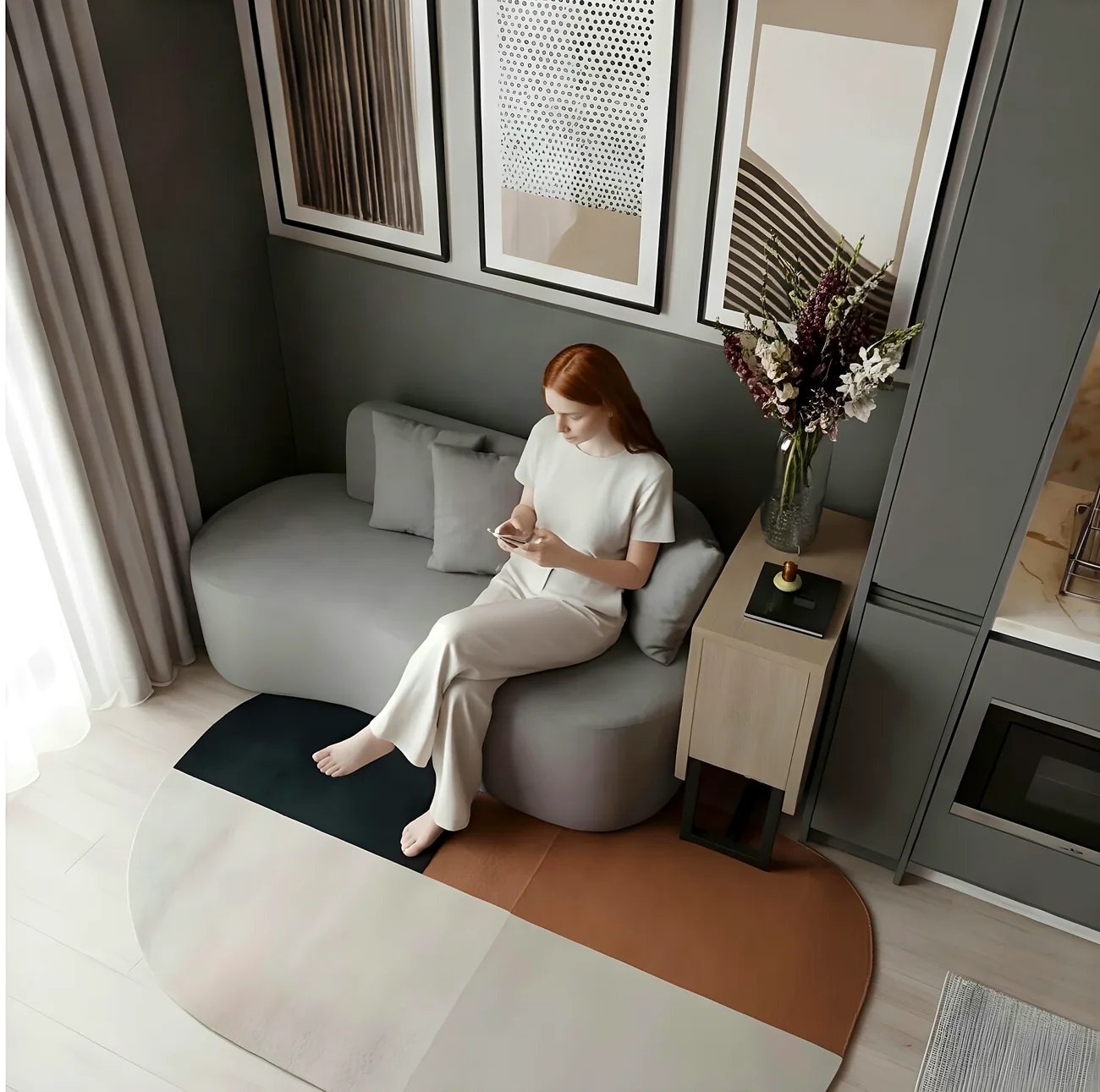 Projeto de estar com sofá cama, solução para apartamento compacto